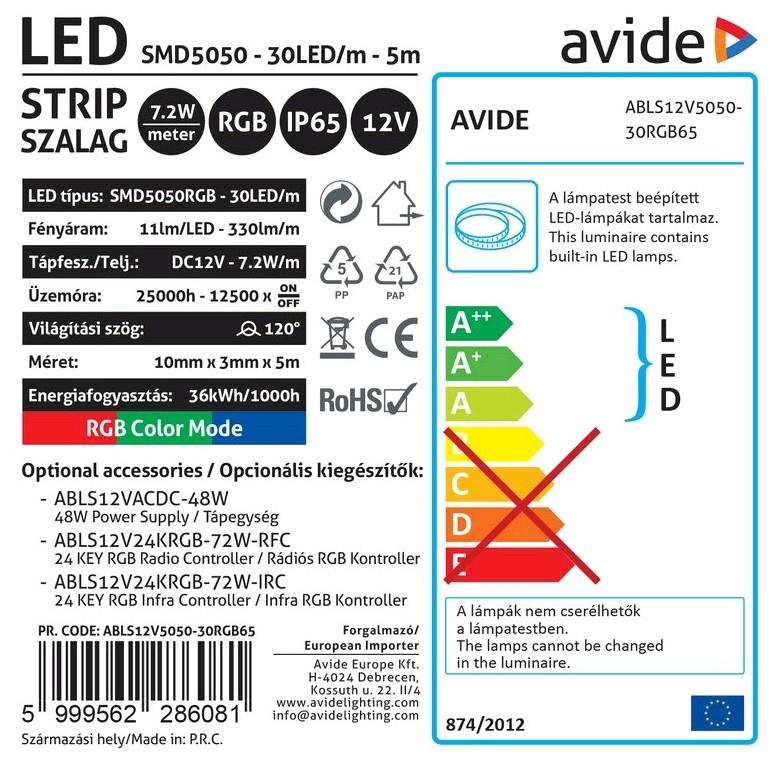 Banda Led Rgb 36W 5M Avide
