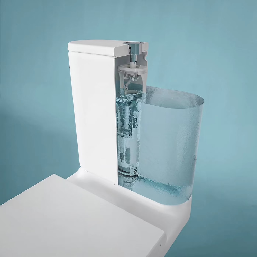 Set vas WC GOODHOME Cavally, cu lavoar integrat si baterie, rezervor 3-45L, capac SoftClose, alb