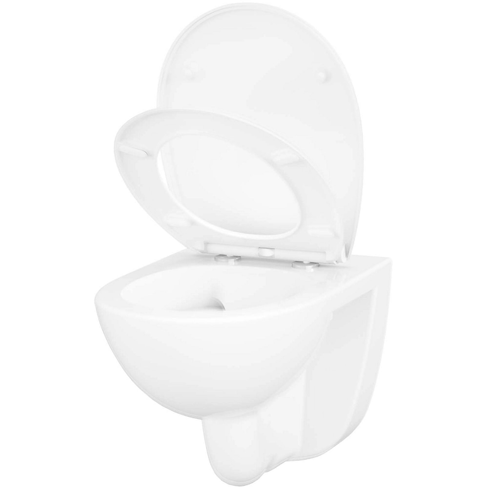 Vas WC suspendat GOODHOME Tasi, ceramica, capac duroplast, inchidere lenta, 36.4 x 53.2 x 36.2 cm, alb