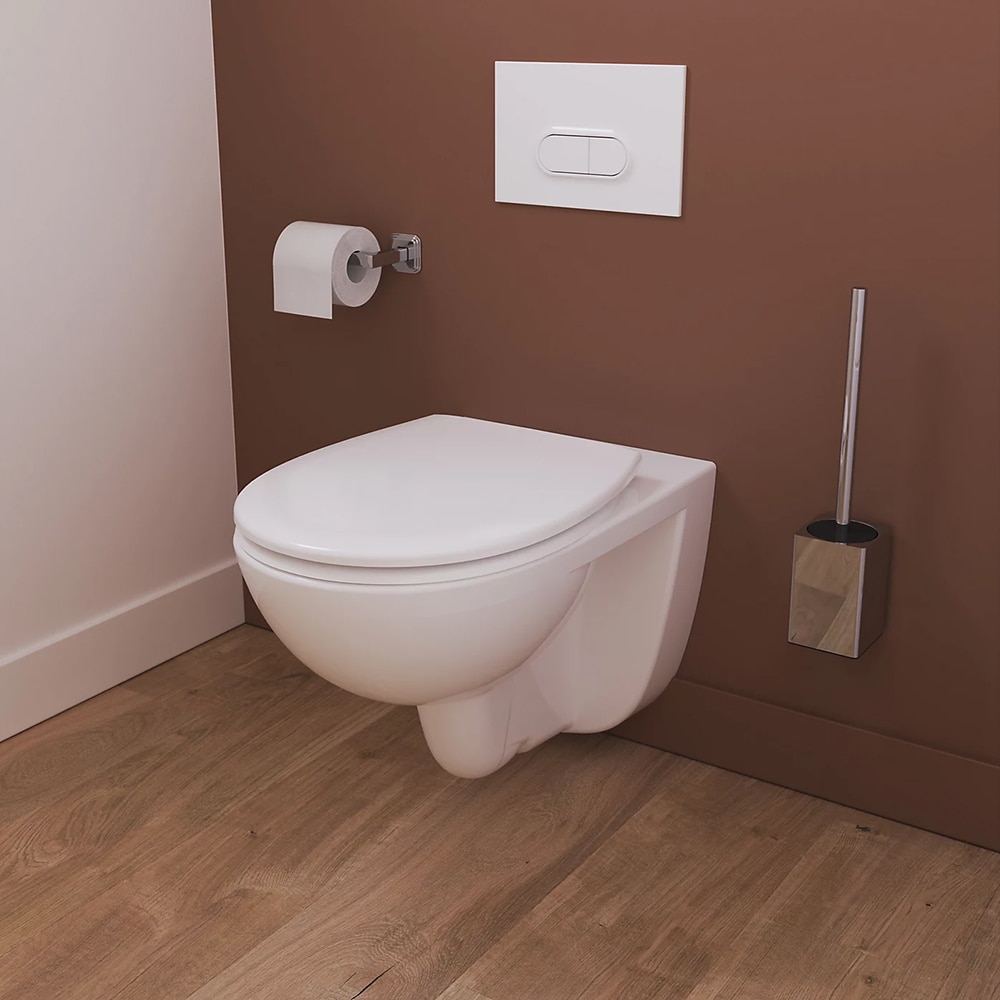 Vas WC suspendat GOODHOME Tasi, ceramica, capac duroplast, inchidere lenta, 36.4 x 53.2 x 36.2 cm, alb