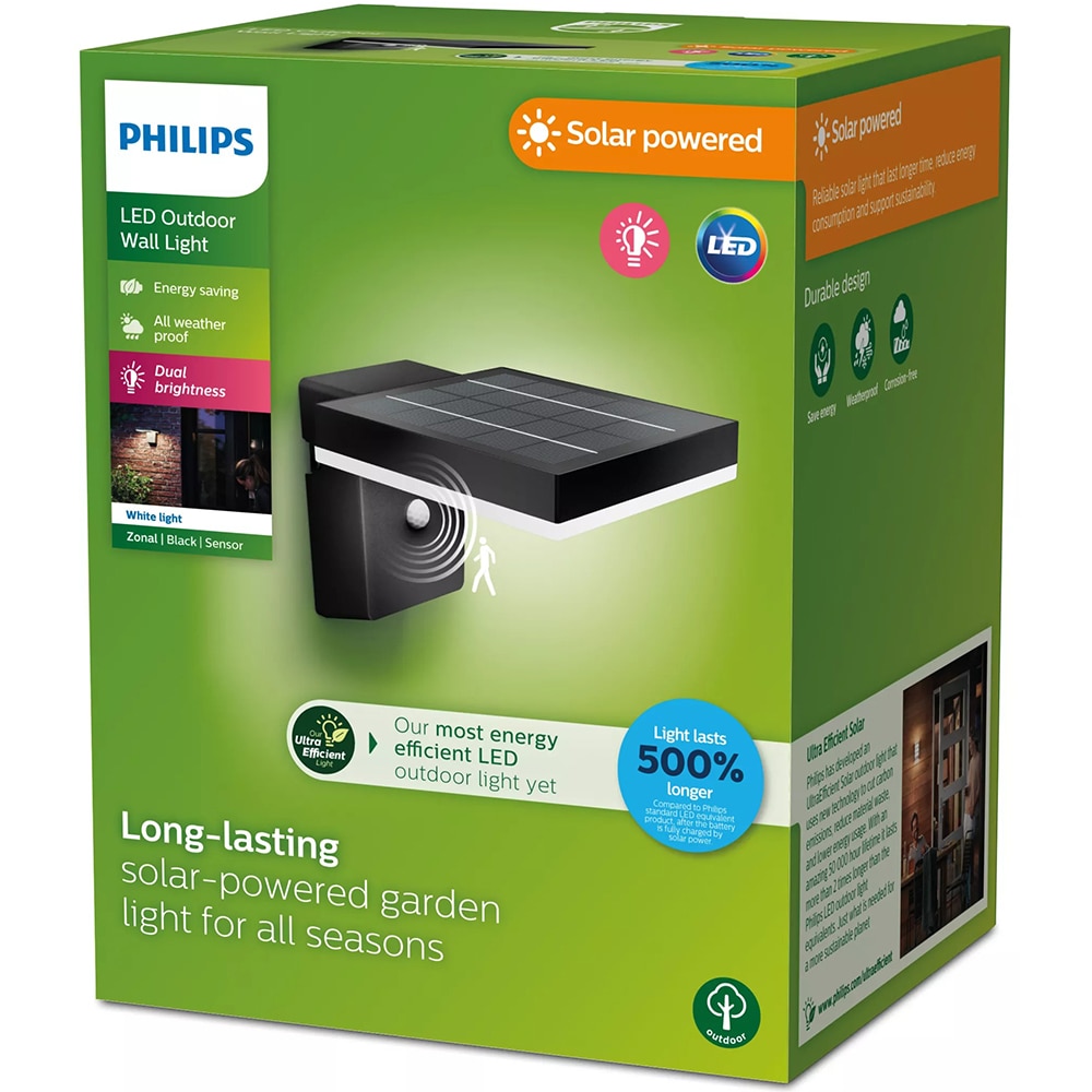 Lampa solara PHILIPS 8720169265745, 1.3W, IP44, negru