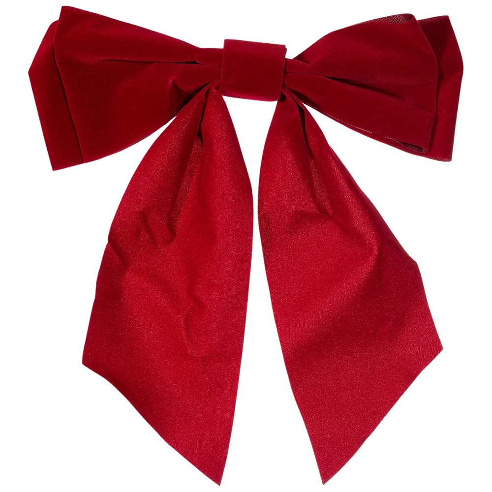 Decoratiune brad fundita rosie catifea, 23x2.7 cm