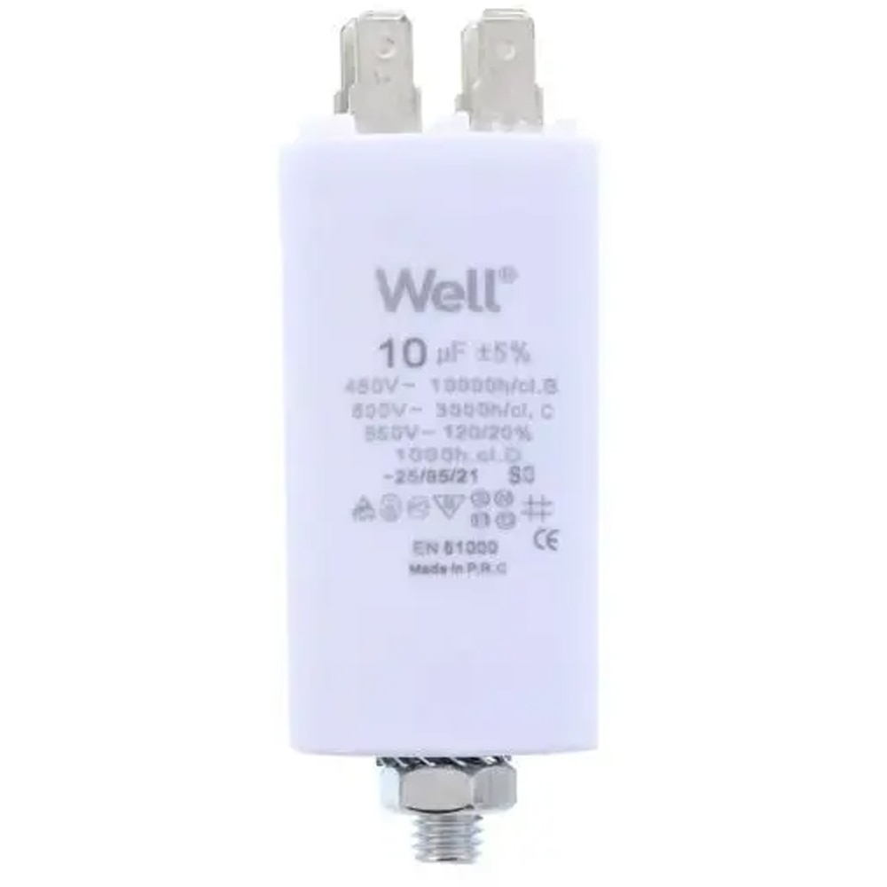 Condensator pornire motor WELL, 400V, 10uF, cu pin