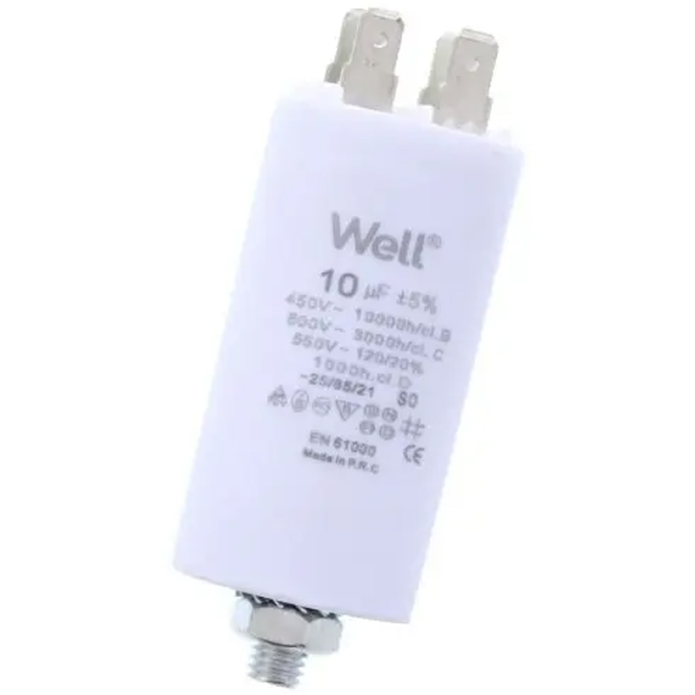 Condensator pornire motor WELL, 400V, 10uF, cu pin