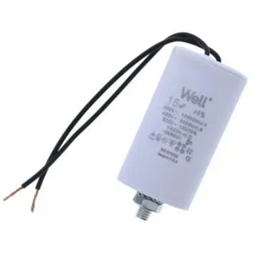 Condensator pornire motor WELL, 400V, 15uF, cu fir