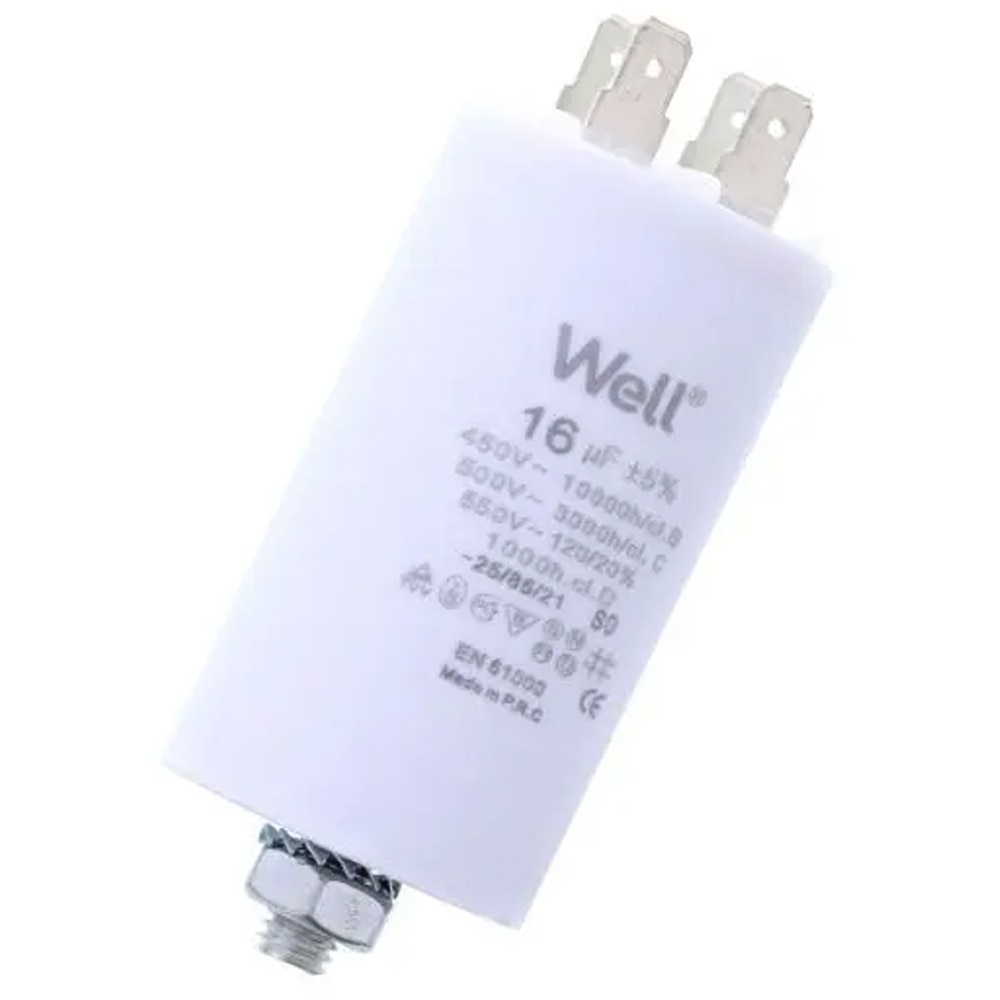 Condensator pornire motor WELL, 400V, 16uF, cu pin