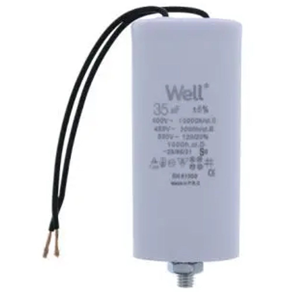 Condensator pornire motor WELL, 400V, 35uF, cu fir