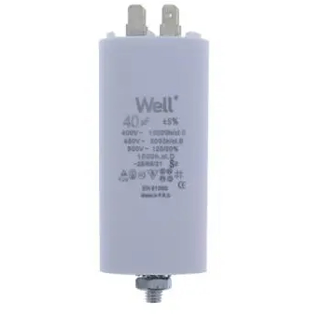 Condensator pornire motor WELL, 400V, 40uF, cu pin