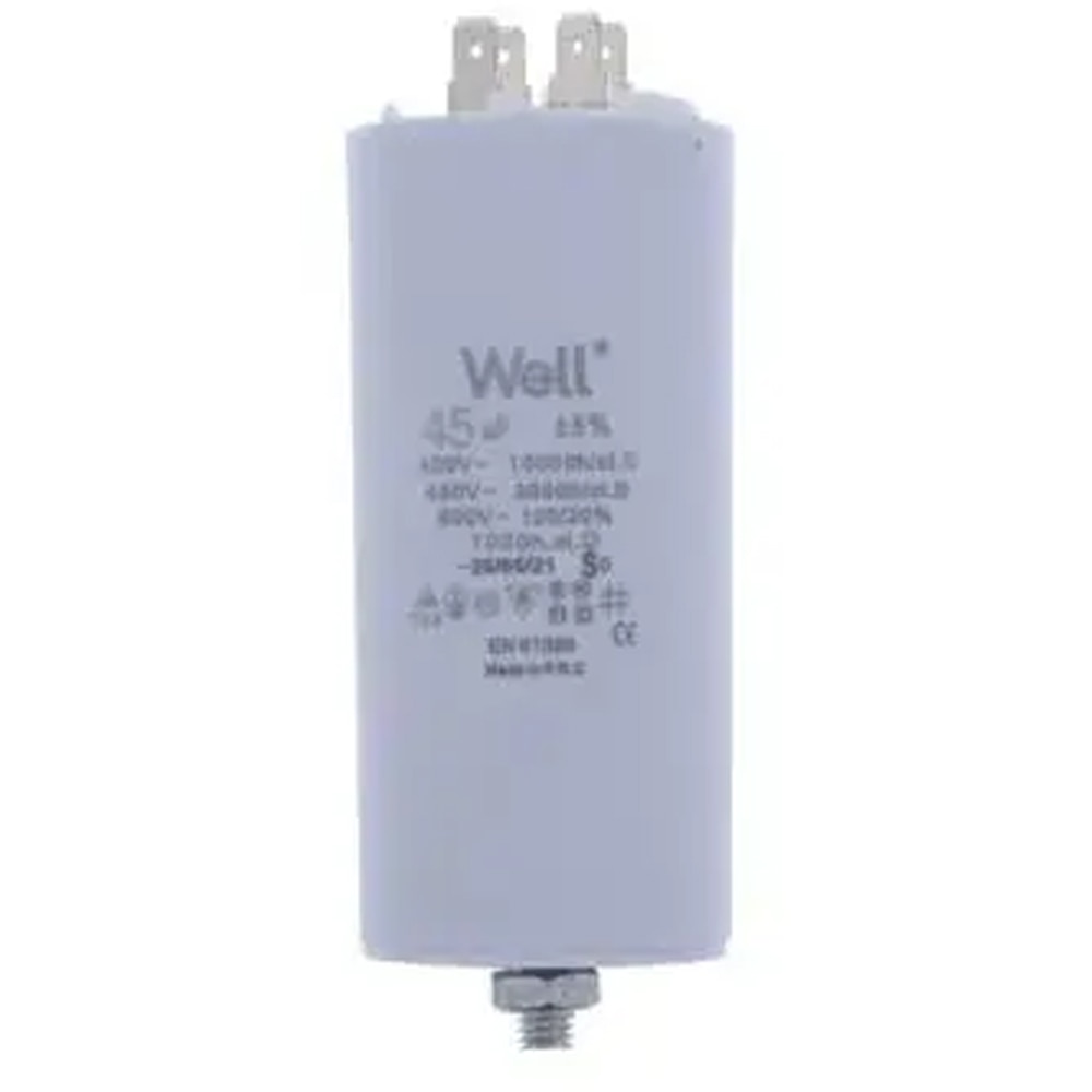 Condensator pornire motor WELL, 400V, 45uF, cu pin