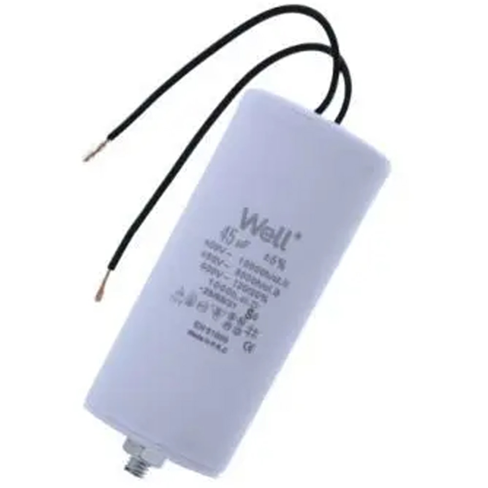 Condensator pornire motor WELL, 400V, 45uF, cu fir