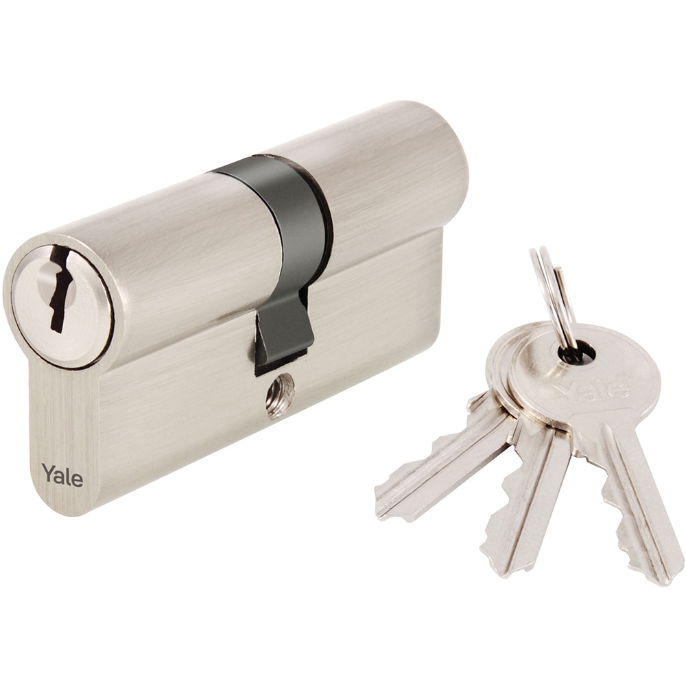 Cilindru zamac, finisaj nichelat, 3 chei cu frezare, 30 x 30 mm, blister  Yale