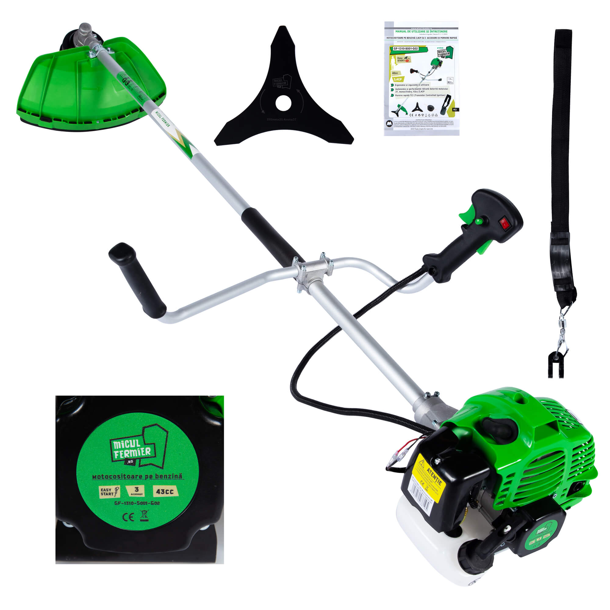 Motocoasa pe benzina, 3,4 CP 43 CC • Micul Fermier
