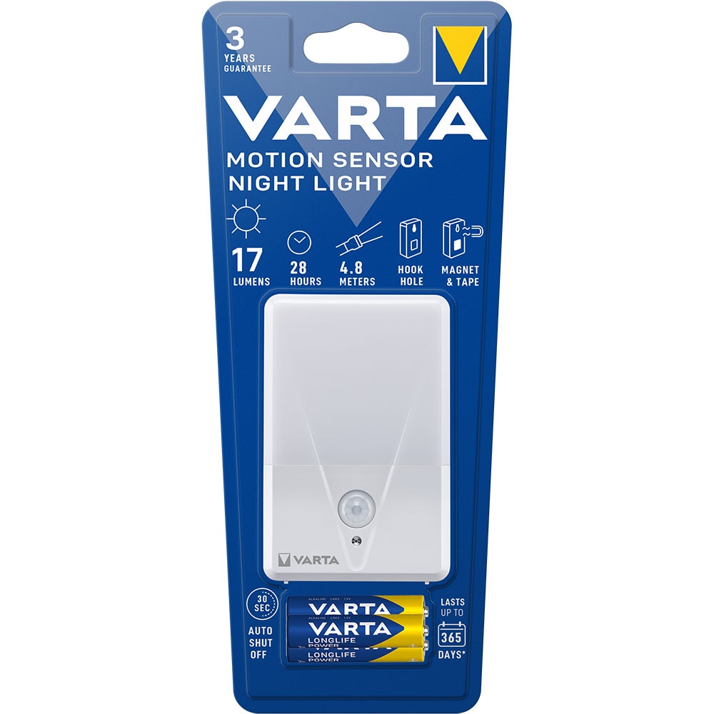 Lampa LED cu senzor miscare VARTA, 17lm, 2700K, alb