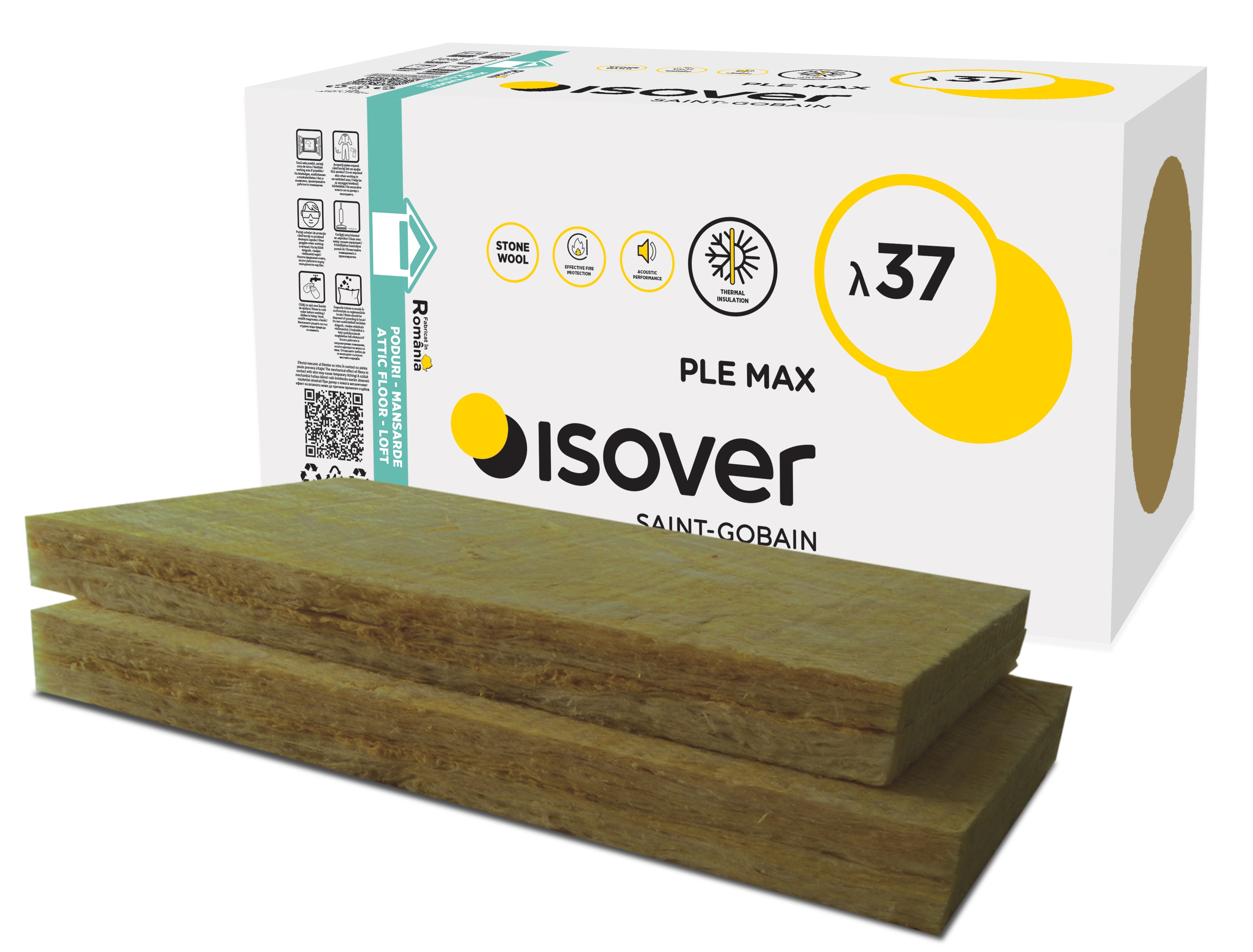 Vata minerala bazaltica ISOVER PLE MAX 100, 100 x 60 x 10 cm, 3.6 mp