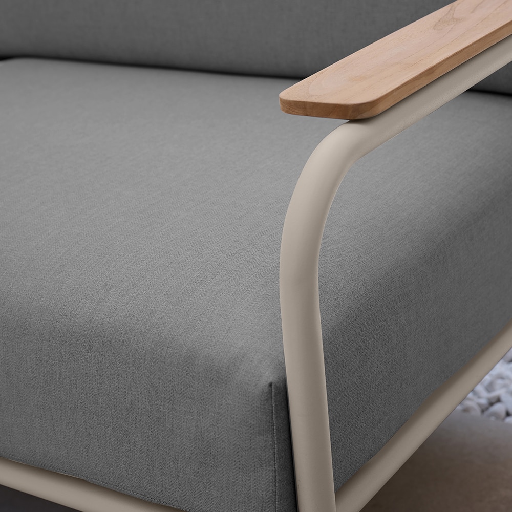 Set mobilier gradina, gri, aluminiu si textil, 5 persoane, 2 mese + 2 scaune + canapea  GoodHome Tahuata