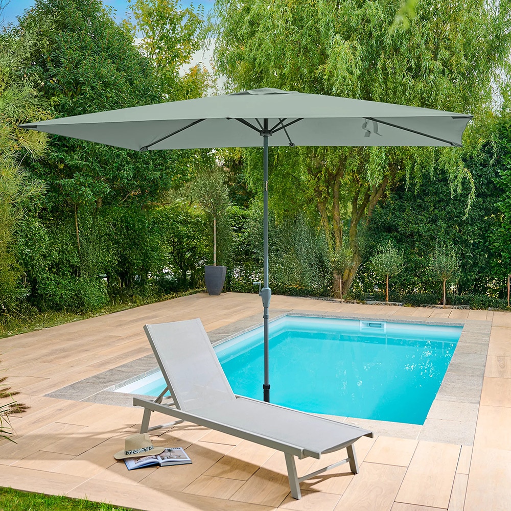 Umbrela gradina inclinabila GOODHOME Kasane, 3 x 2 m, UPF30, deschidere tip manivela, aluminiu si poliester, turcoaz