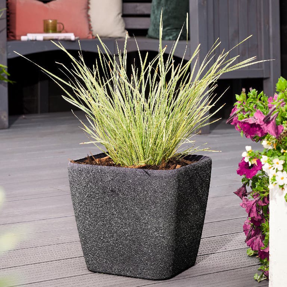 Ghiveci flori VERVE, plastic, D 28 cm, negru