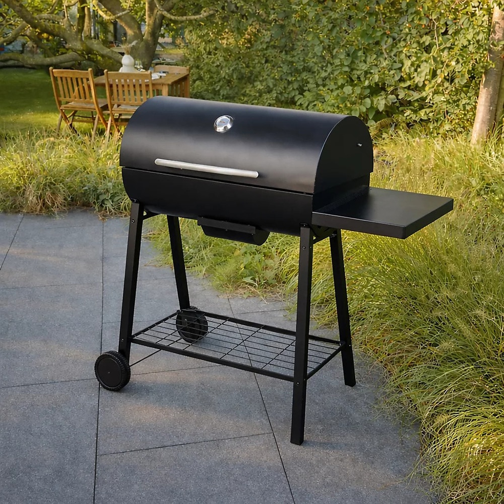 Gratar pe carbuni NATRONA, 56.5 x 95.5 x 101 cm, otel, negru