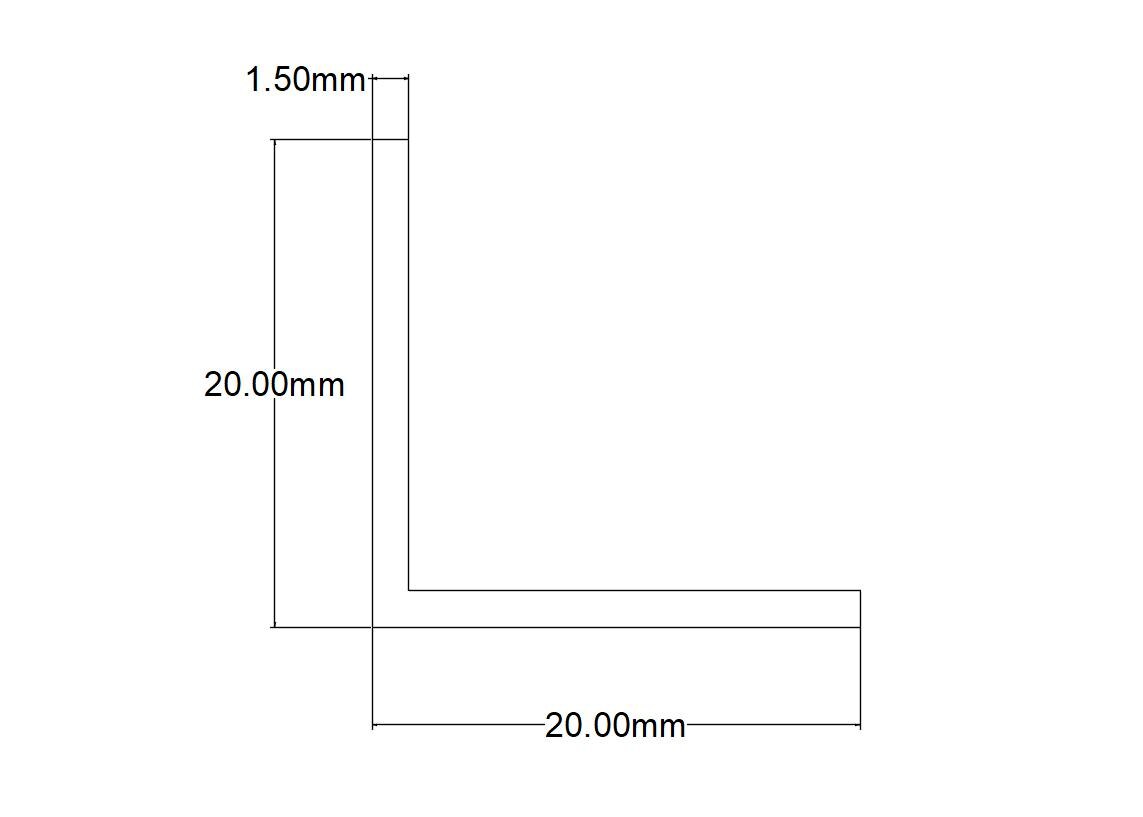 CORNIER ALU BRUT 20X20X1.5MM 2.50M