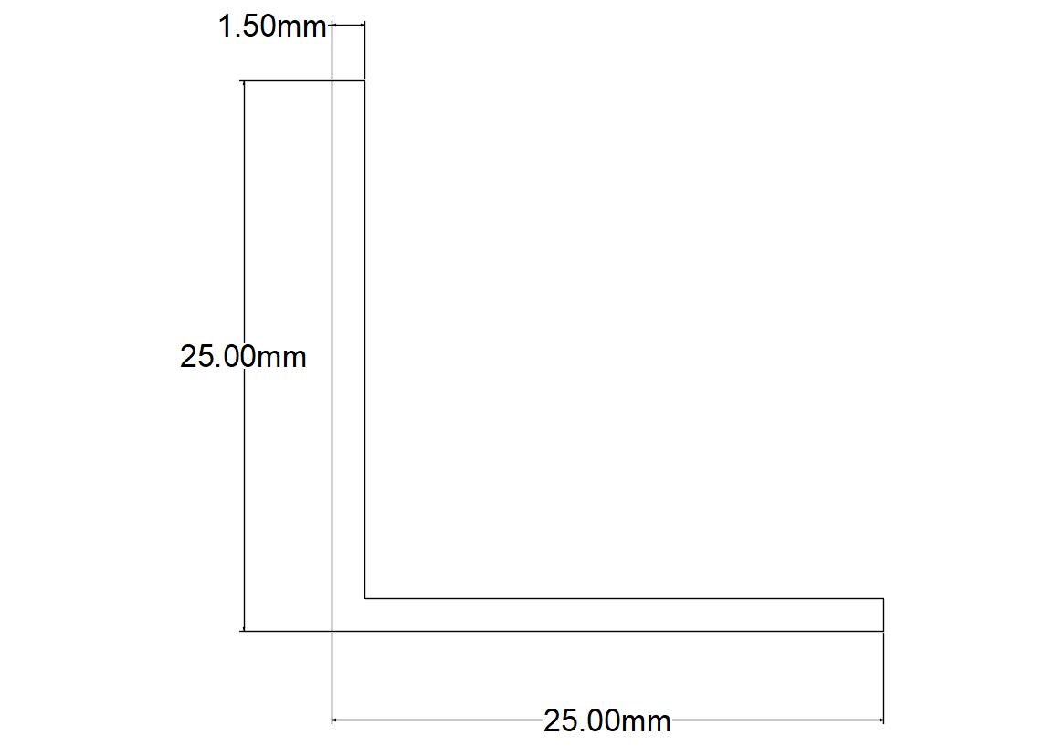 CORNIER ALU BRUT 25X25X1.5MM 2.50M