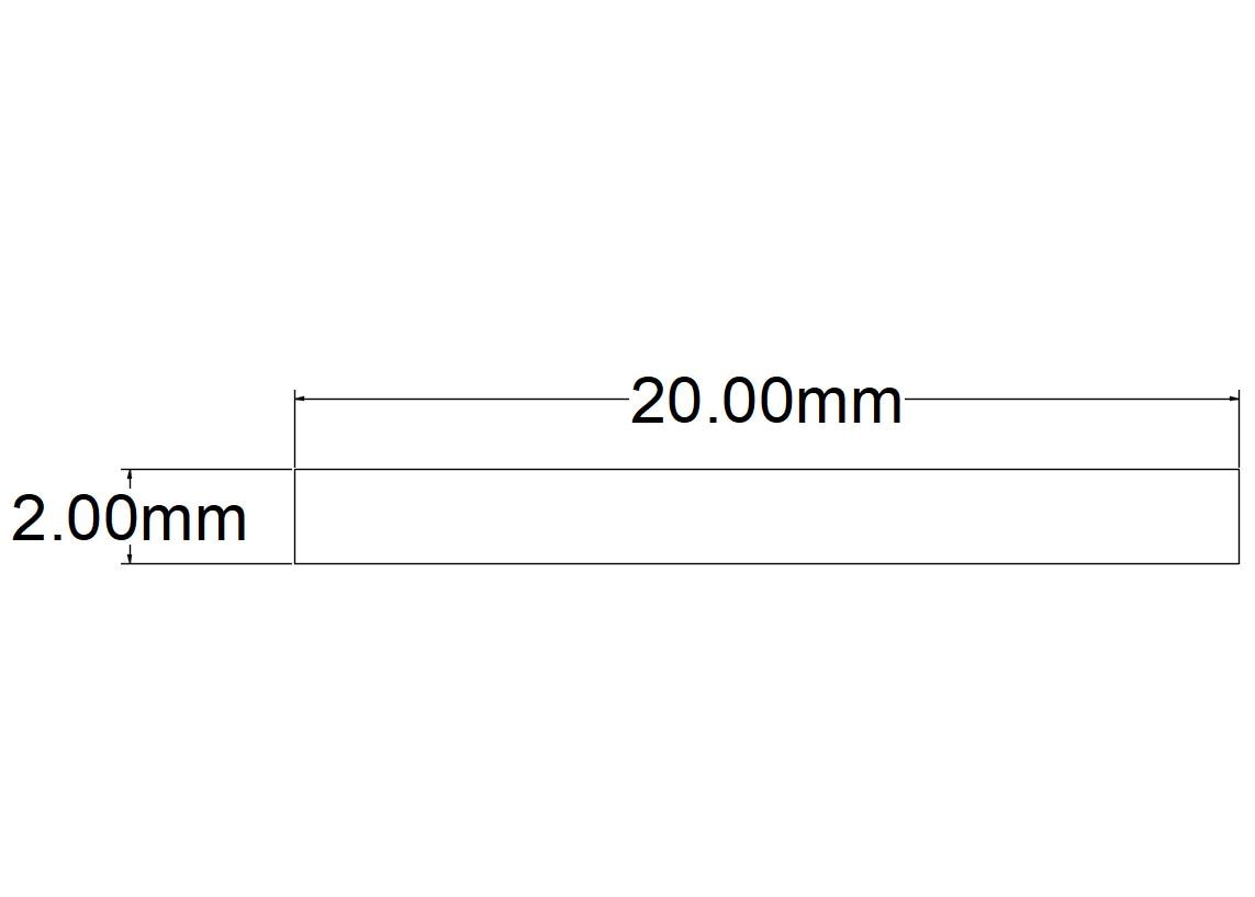 Bara plata, aluminiu, 20x2 mm, 1 m, gri