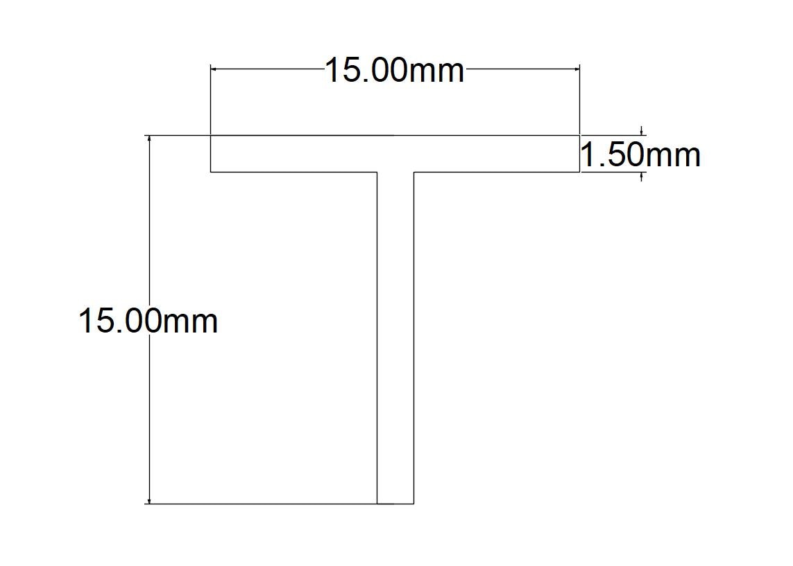 PROFIL T ALU BRUT 15X15X1.5MM 1M