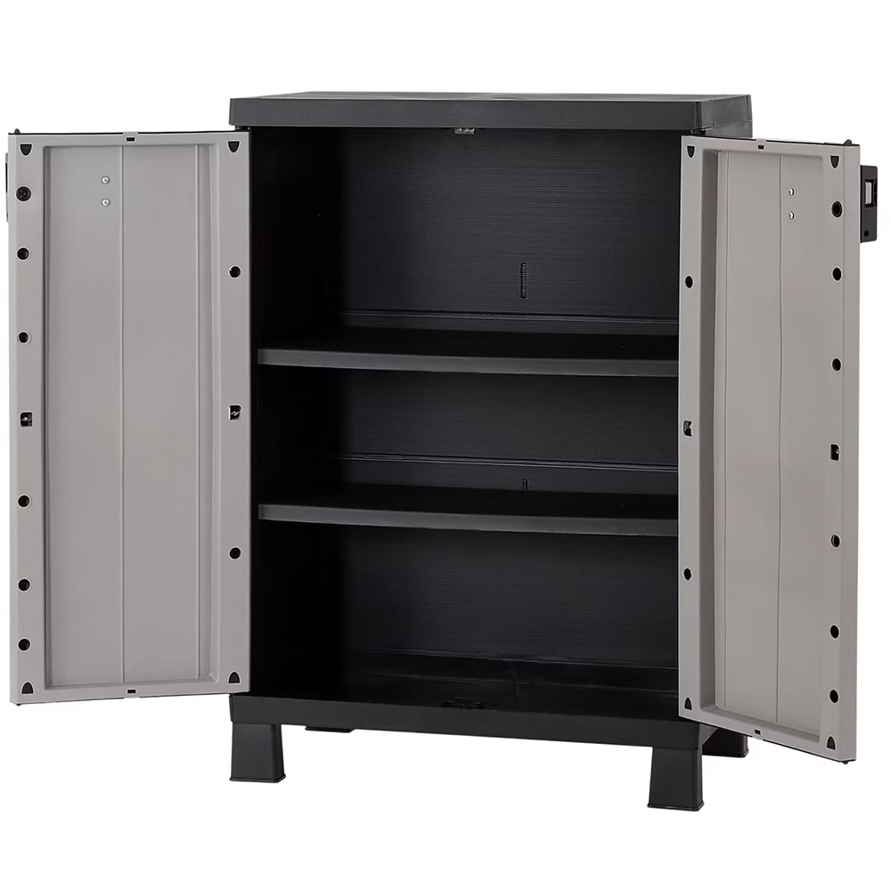 Dulap GOODHOME Links, plastic, 65 x 37 x 93 cm, gri-negru