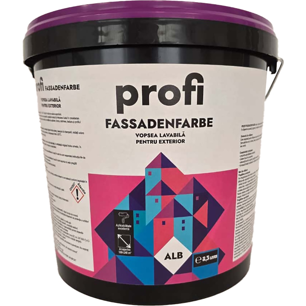 Vopsea lavabila exterior FASSADENFARBE Profi, 8.5L