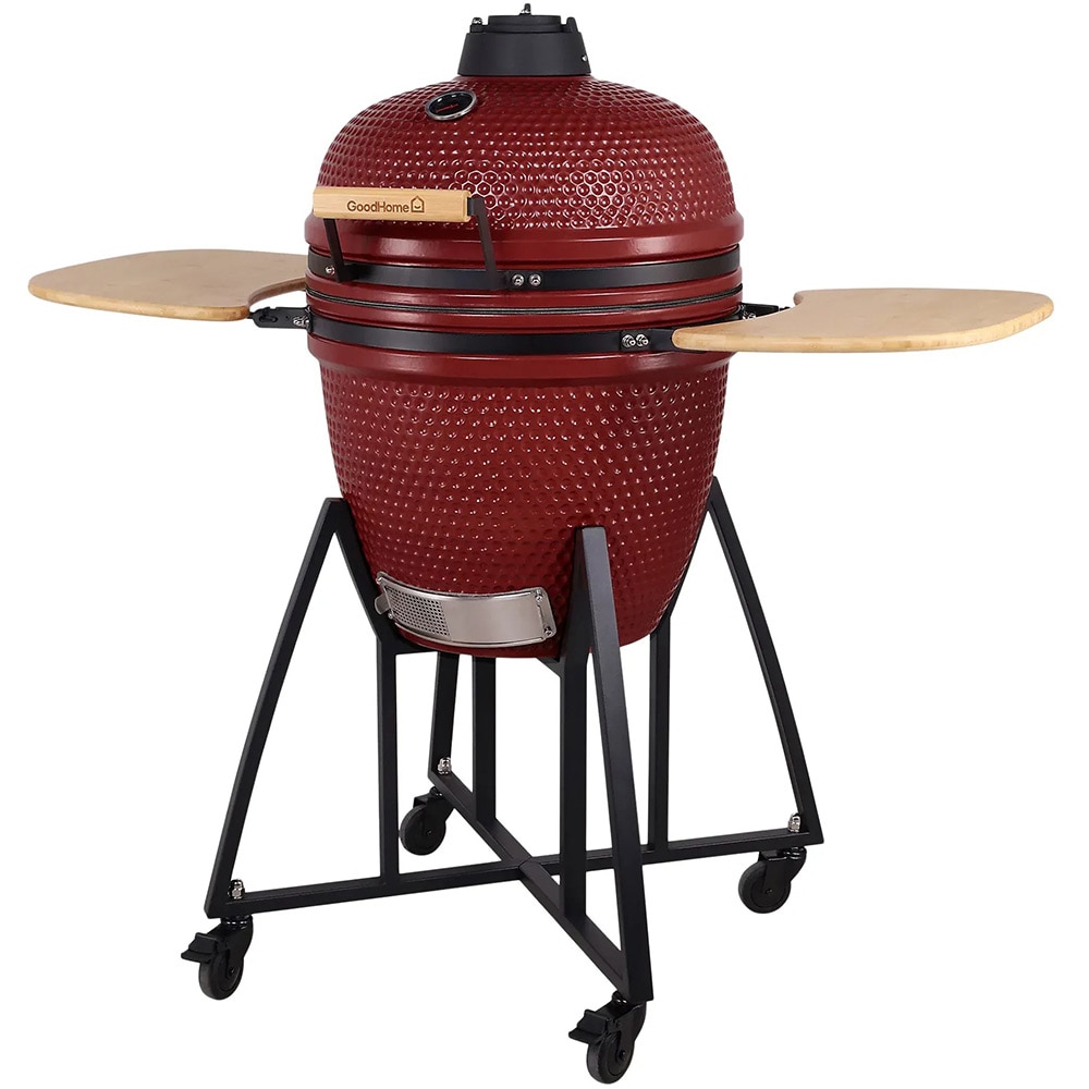 Gratar pe carbuni GOODHOME Sagami Kamado, D55 cm, 122 x 130 cm, otel si ceramica, rosu