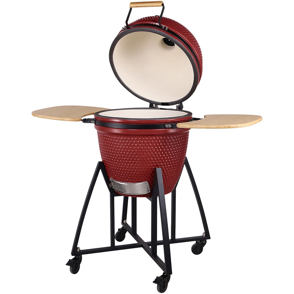 Gratar pe carbuni GOODHOME Sagami Kamado, D55 cm, 122 x 130 cm, otel si ceramica, rosu
