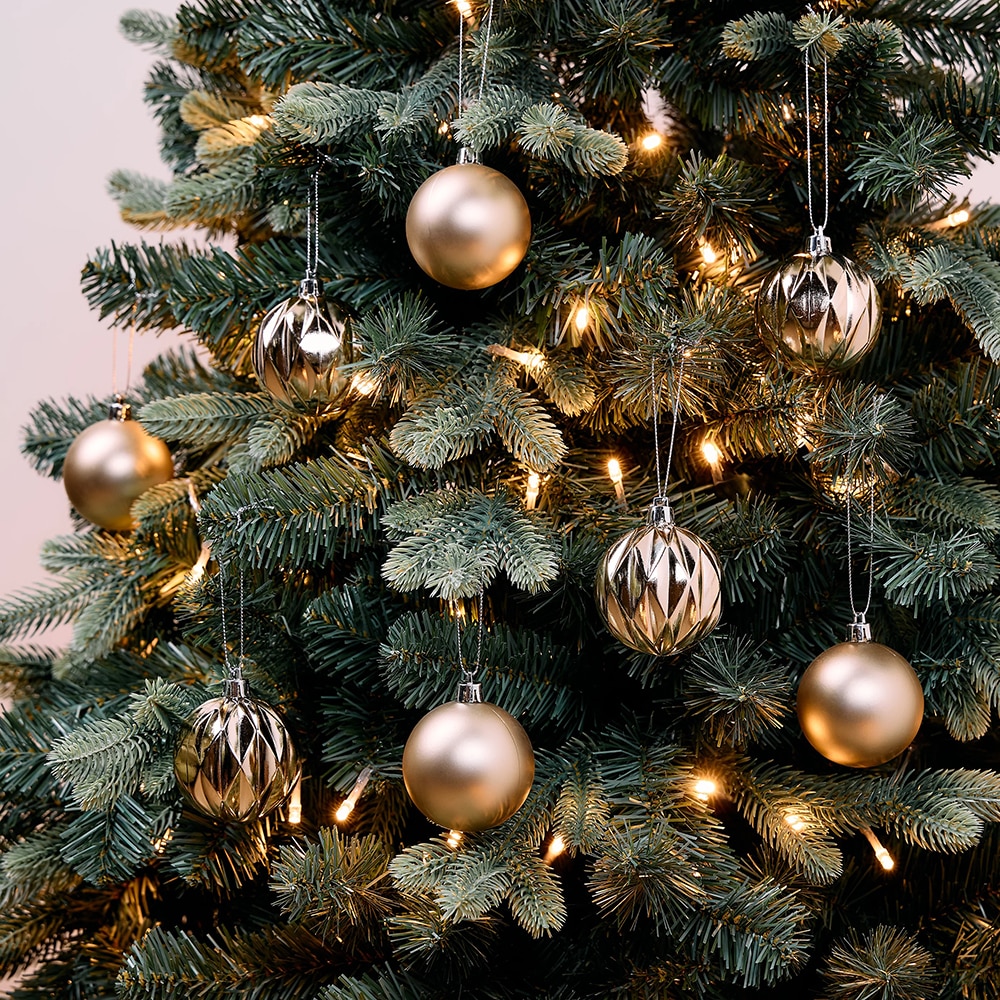 Set globuri brad, 8 bucati, auriu