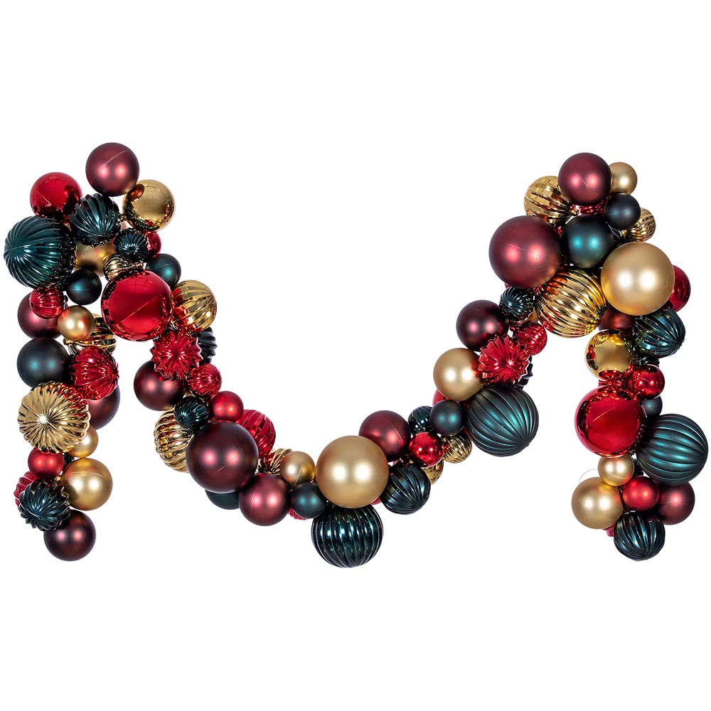 Ghirlanda cu globuri, 180 cm, rosu-verde-auriu