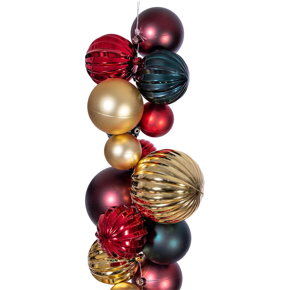 Ghirlanda cu globuri, 180 cm, rosu-verde-auriu