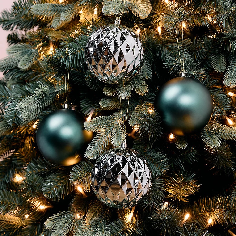 Set globuri brad, 4 bucati, albastru deschis