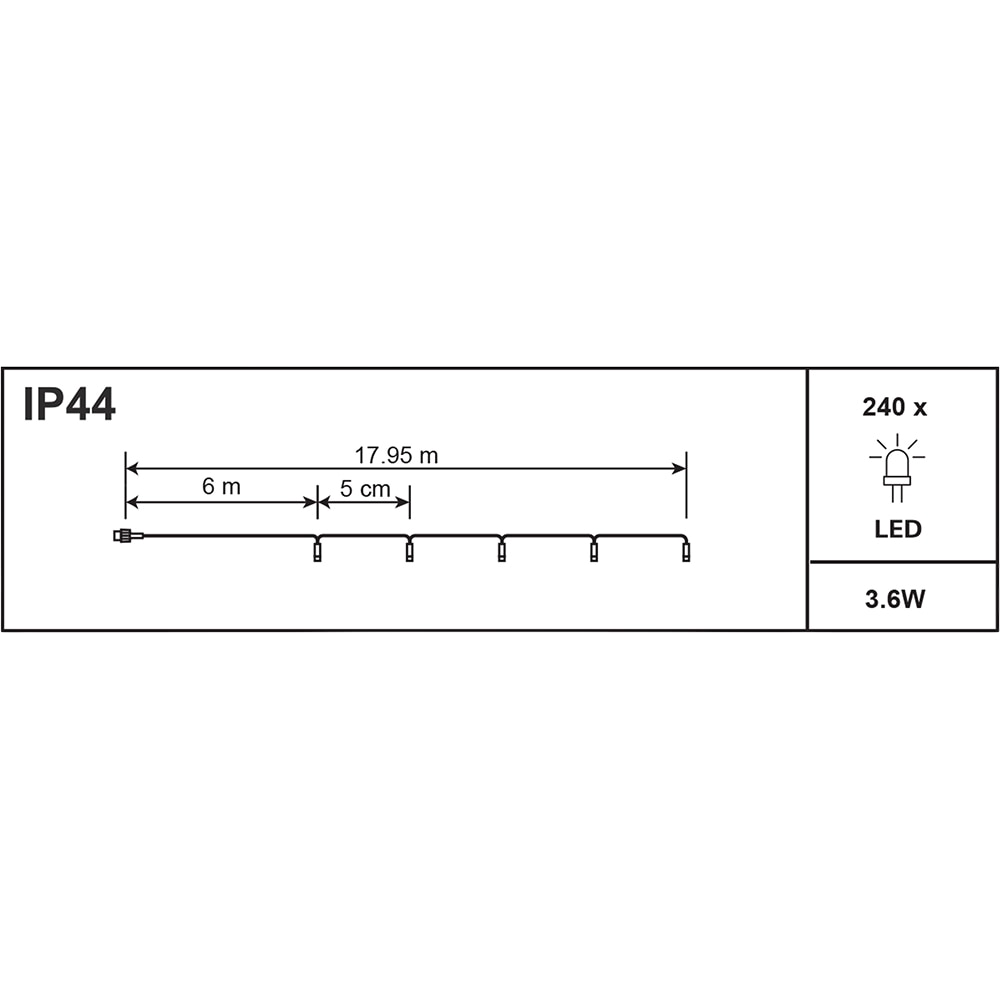 Instalatie de Craciun, 240 LED, 17.95 m, iluminare color