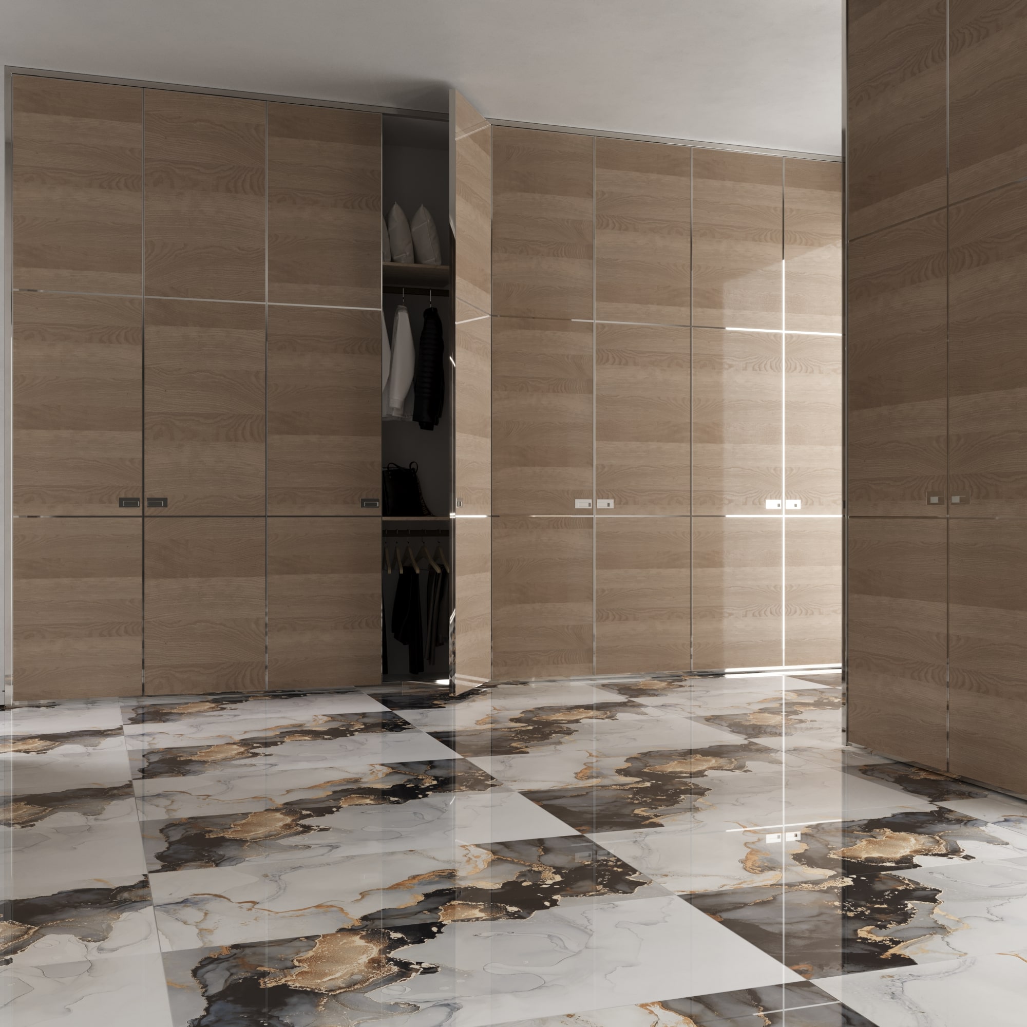 Gresie interior Joya Neo, negru/alb, portelanata, 120 x 60 cm, 1.44 mp/cutie