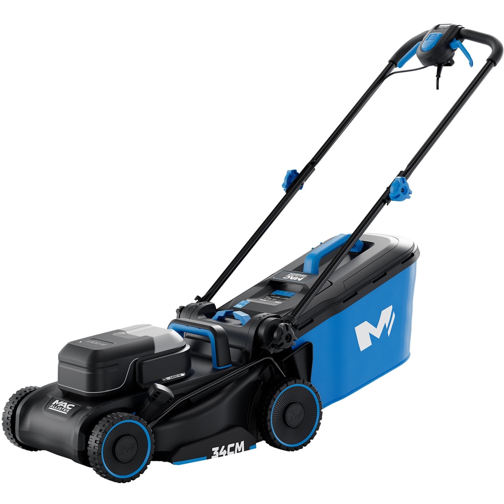 Masina de tuns iarba MAC ALLISTER, 1400W, 34 cm, 6 trepte taiere, cos 35 l, negru-albastru