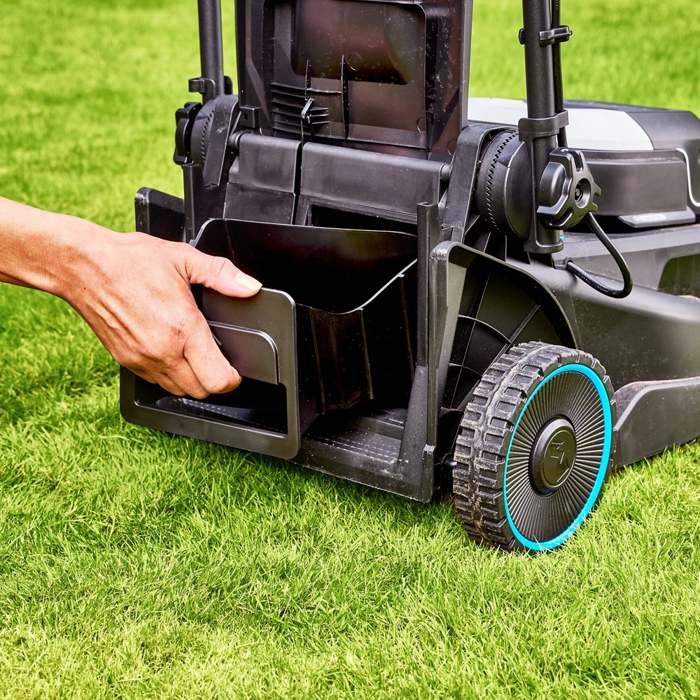 Masina de tuns iarba MAC ALLISTER, 1400W, 34 cm, 6 trepte taiere, cos 35 l, negru-albastru