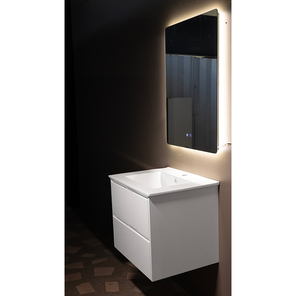 Set mobilier baie Andra, 3 piese, 60 cm, Iluminare LED, alb