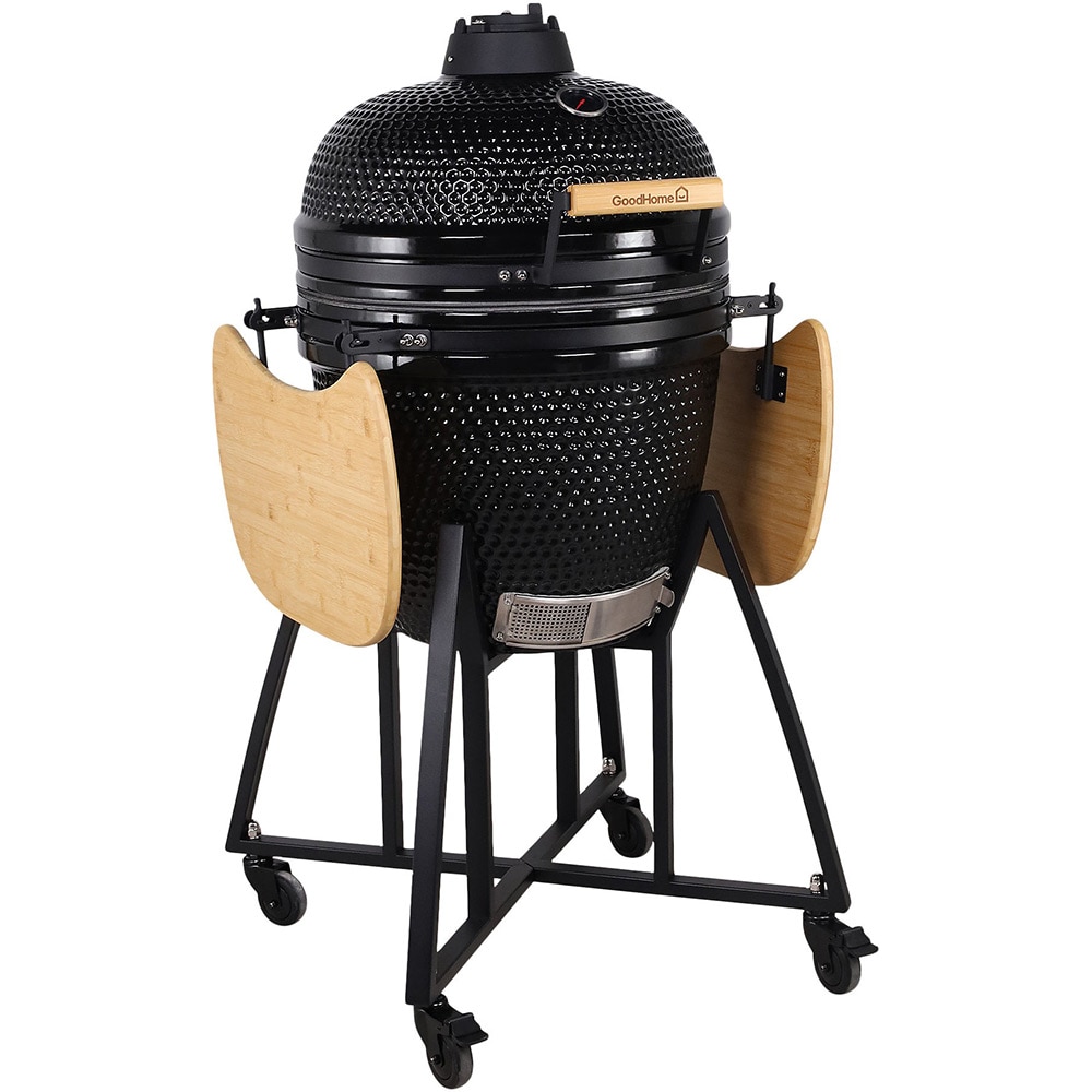 Gratar pe carbuni GOODHOME Sagami Kamado, D55 cm, 122 x 130 cm, otel si ceramica, negru