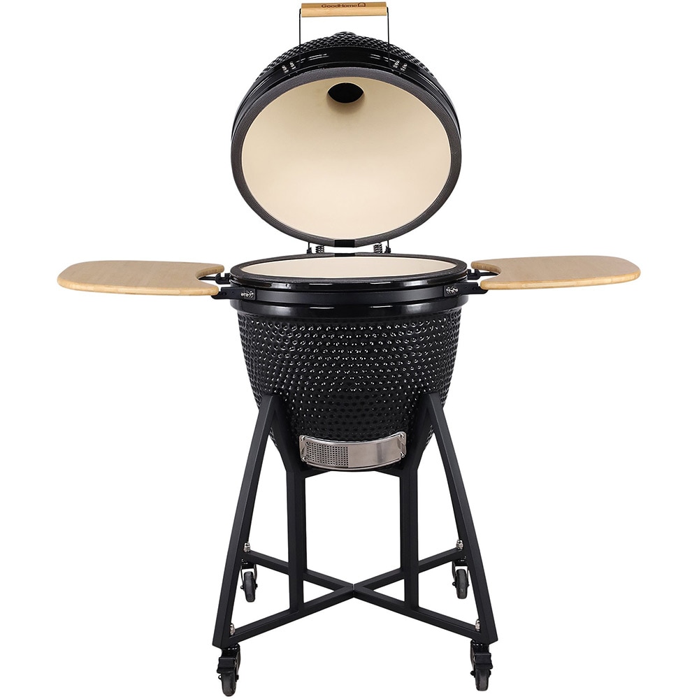 Gratar pe carbuni GOODHOME Sagami Kamado, D55 cm, 122 x 130 cm, otel si ceramica, negru