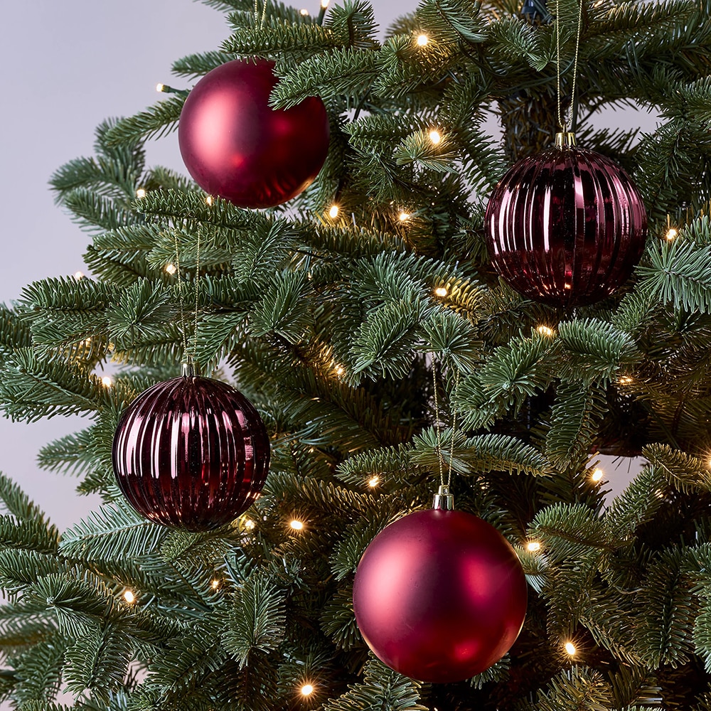Set globuri brad, 4 bucati, rosu