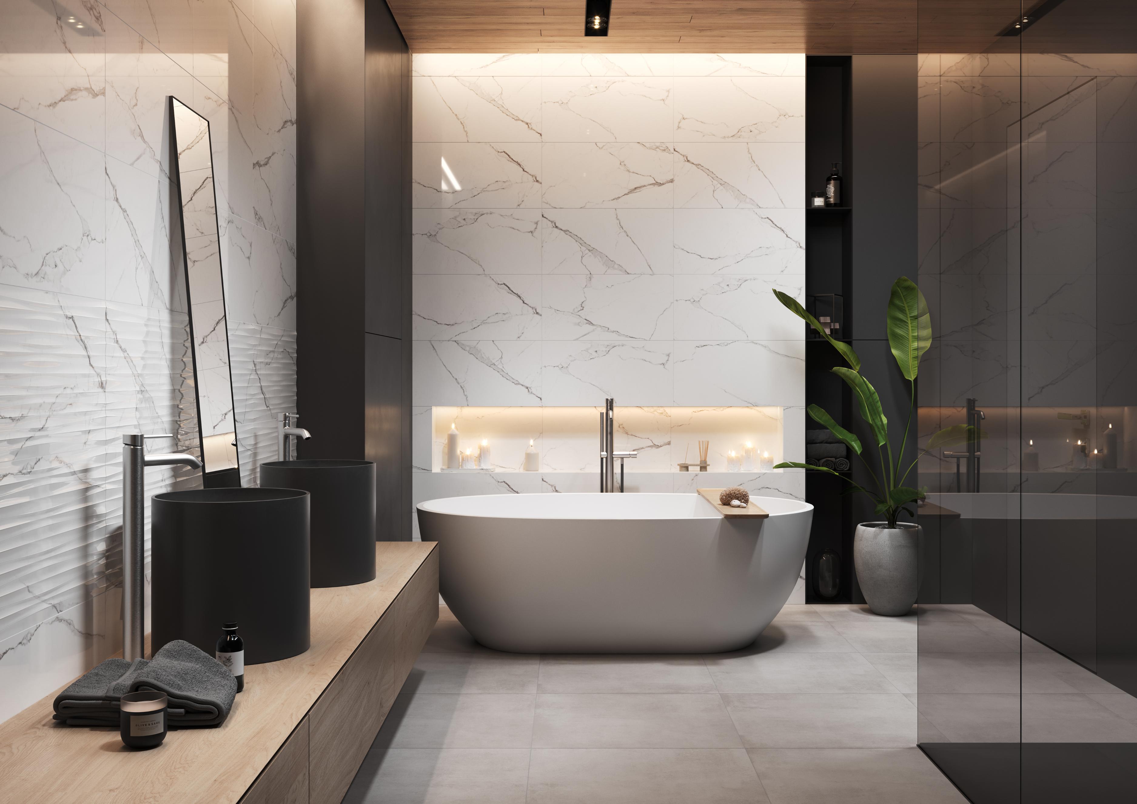 Fraianta interior Cersanit Ginevra Stone, 29.8 x 59.8 cm, 1.25 mp/cutie, alb