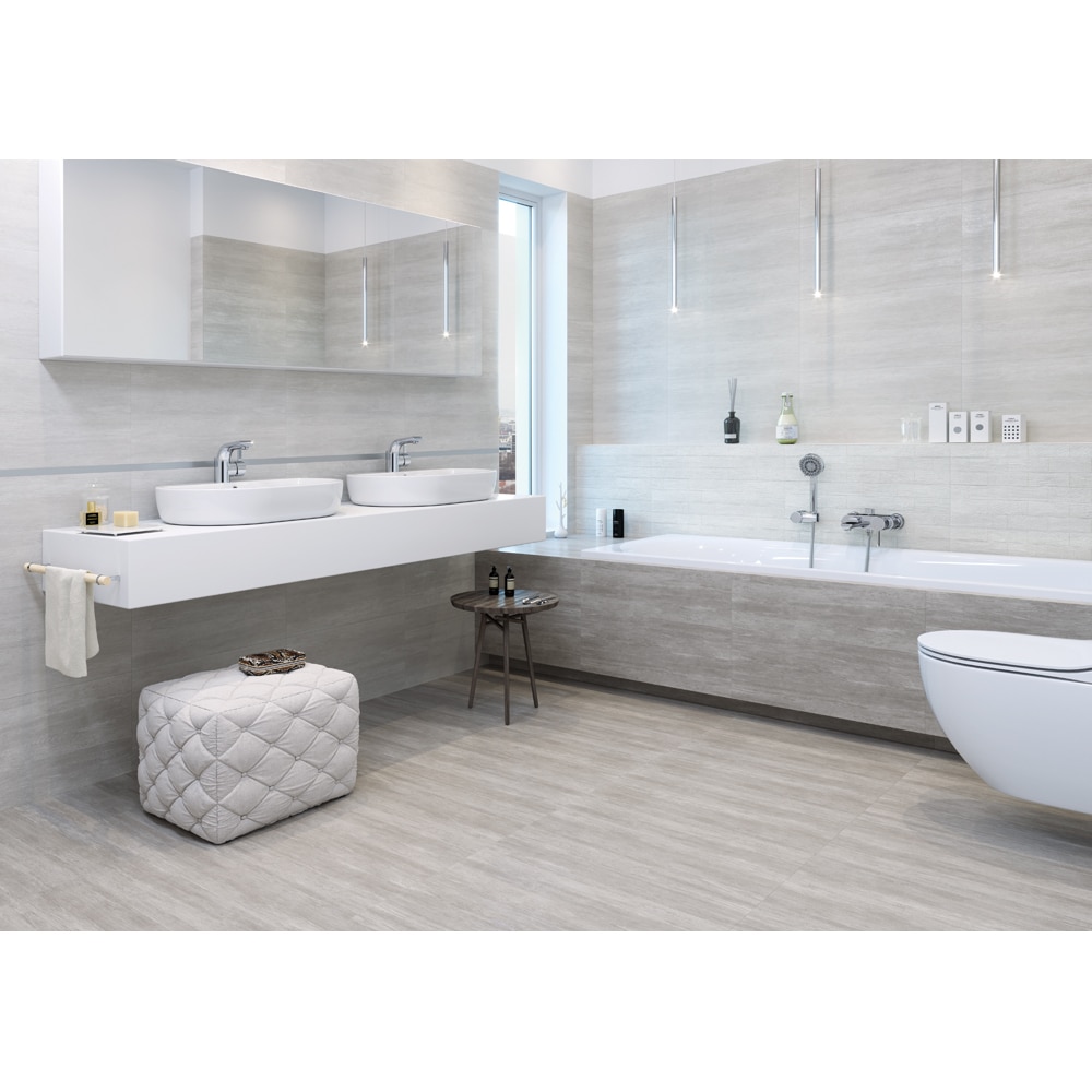 Gresie exterior/interior Cersanit Desa Wood, 29.7 x 59.8 cm, 1.6 mp/cutie, alb