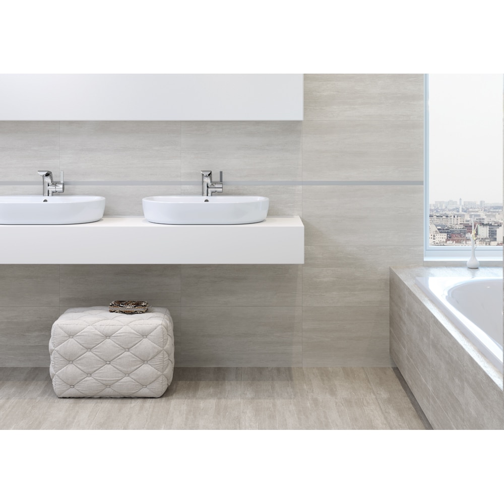 Gresie exterior/interior Cersanit Desa Wood, 29.7 x 59.8 cm, 1.6 mp/cutie, alb