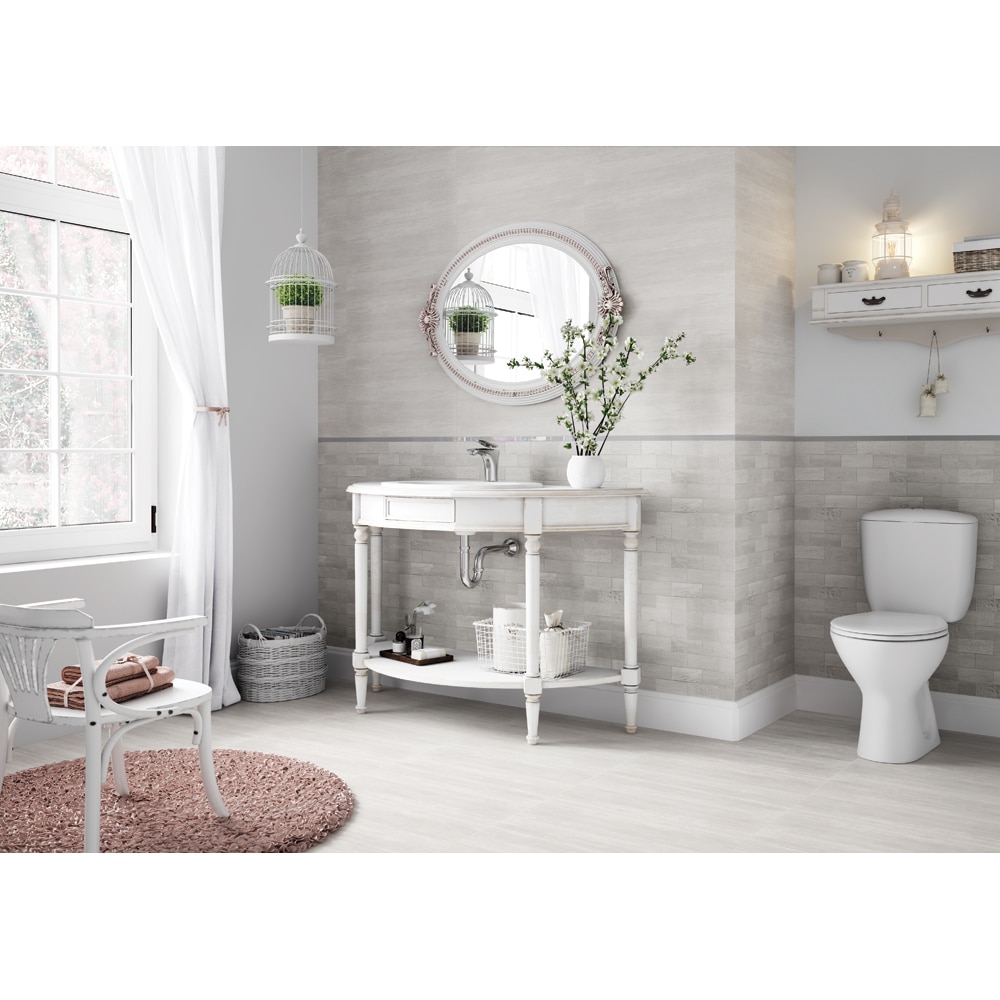 Gresie exterior/interior Cersanit Desa Wood, 29.7 x 59.8 cm, 1.6 mp/cutie, alb