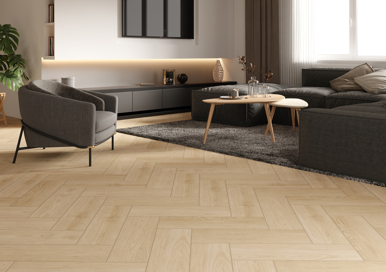 Gresie Cersanit Dorfwood, crem, interior/exterior, 60 x 18.5 cm, 1 mp/cutie, PEI 3