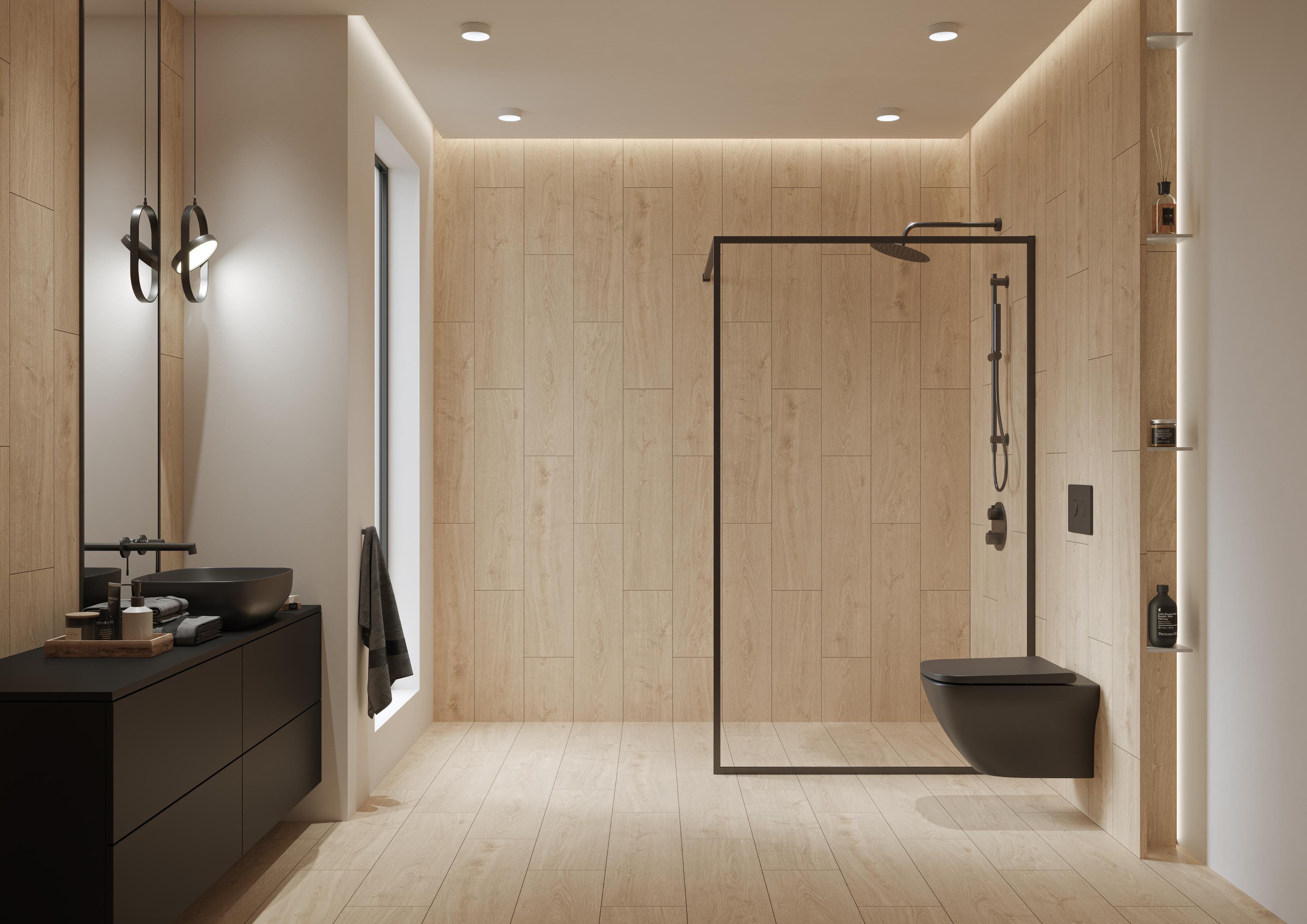 Gresie Cersanit Laren Wood, bej, interior/exterior, 89 x 22 cm, 0.97 mp/cutie, PEI 4