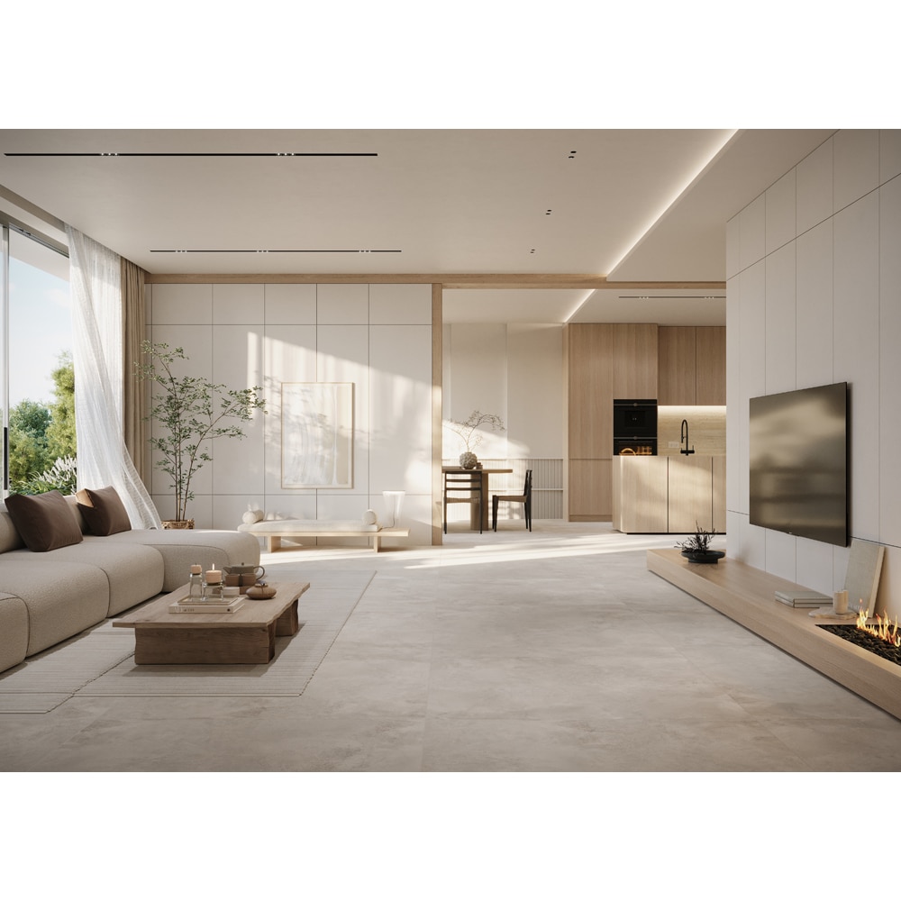 Gresie interior/exterior Cersanit Winter Shadow, 120 x 60 cm, 1.43 mp/cutie, alb