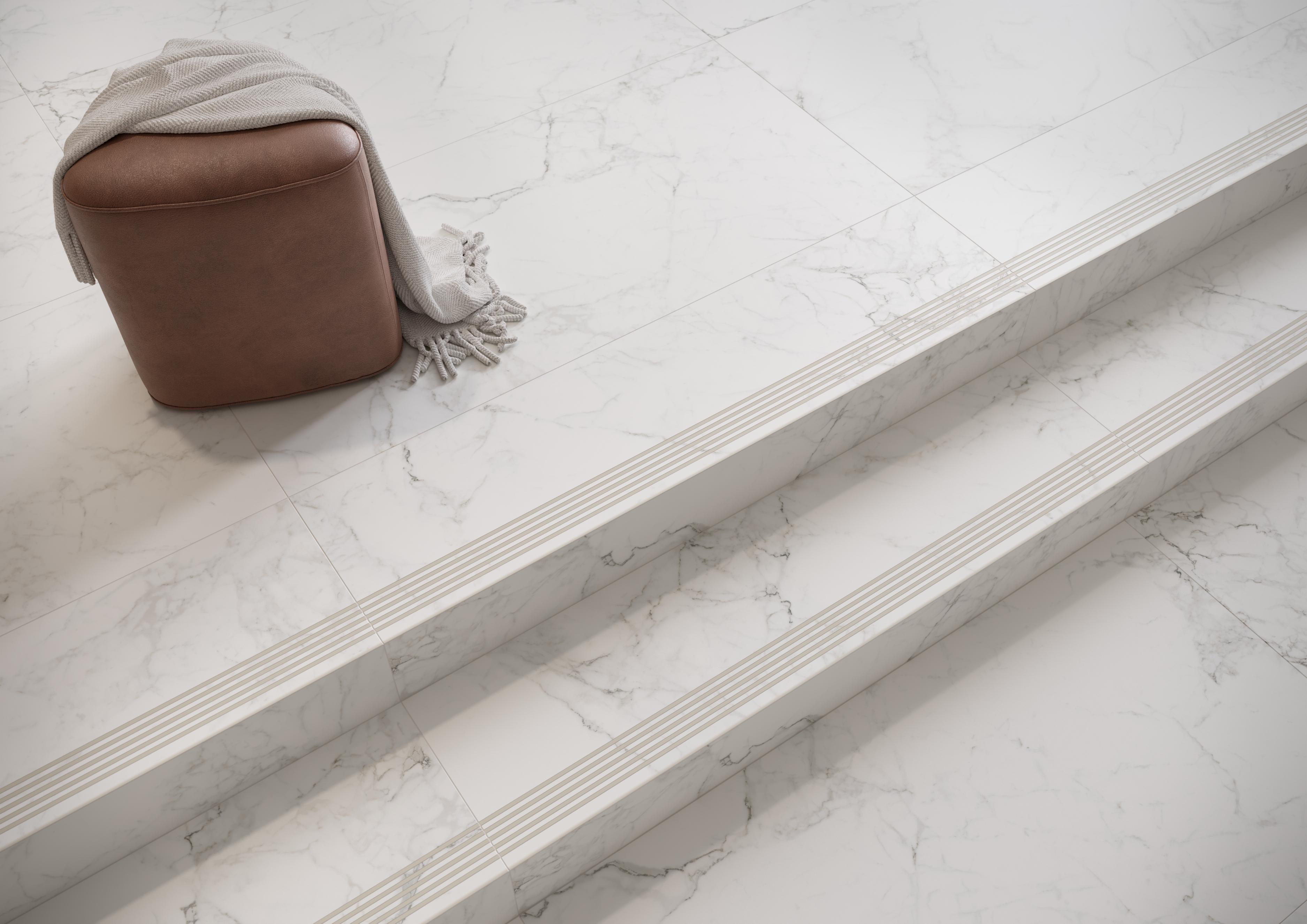 Gresie Cersanit Calacatta, alb satin, 29.8 x 119.8 cm